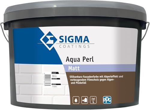 SIGMA Aqua Perl A&F ist hoch diffusionsfähige Silikonharz Fassadenfarbe mit Abperleffekt Weiß 5 L SIGMA Aqua Perl A&F ist hoch diffusionsfähige Silikonharz Fassadenfarbe mit Abperleffekt Weiß 5 L von Sigma Coatings