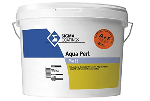 SIGMA Aqua Perl A&F ist hoch diffusionsfähige Silikonharz Fassadenfarbe mit Abperleffekt Weiß 12,5 L von Sigma Coatings
