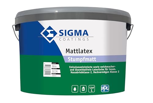 Sigma Coatings Innenfarbe Wandfarbe Farbe Weiß Matt 12,5 L Latexfarbe Mattlatex von Sigma Coatings