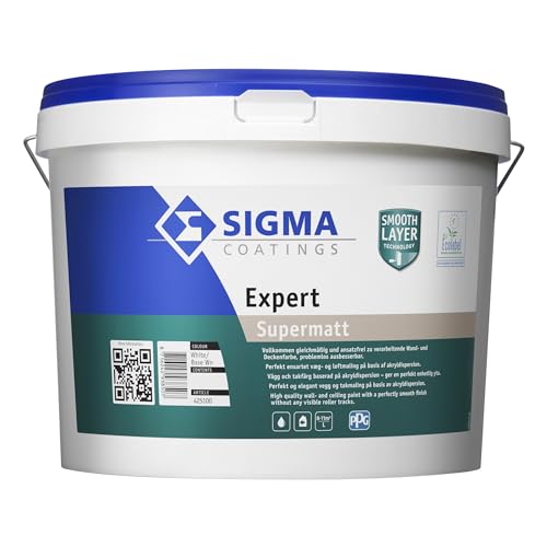 Sigma Expert 5 Liter Wandfarbe in weiß für Innen - supermatte Decken- und Wandfarbe auf 100% Reinacrylat-Basis von Sigma Coatings