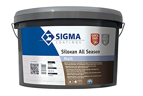 Sigma Siloxan All Season Weiß 12,5 l - Silikonharz-Fassadenfarbe - frühregenfest nach schon 20 Min - 30% leichter - Filmschutz gegen Algen- und Pilzbefall von Sigma Coatings