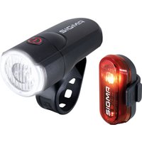 SIGMA SPORT Fahrradbeleuchtung "Aura 30 Frontlicht und Curve Rücklicht Beleuchtungsset", (Set, 6 tlg., Frontlicht-Rücklicht-Lenkerhalterung, Sattelstützhalterung) von Sigma Sport