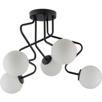 Schwarze Deckenlampe G9 Glas Kugeln Metall geschwungen von Sigma