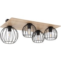 Deckenlampe Metall Holz E27 Schwarz Natur Retro innen von Sigma