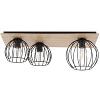 Deckenlampe Schwarz Natur E27 Holz Metall Retro von Sigma