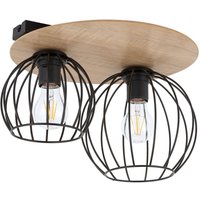 Deckenlampe Schwarz Natur E27 Metall Holz Wohnzimmer von Sigma