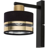 Schwarze Wandlampe Gold Akzent Metall B:15 cm E27 von Sigma