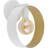 Wandleuchte Weiß Innen Gold Metall E27 Ø25 cm Ring von Sigma