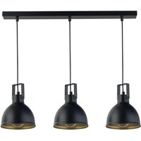 Industrie Pendelleuchte Schwarz Gold Metall 3-flammig von Sigma