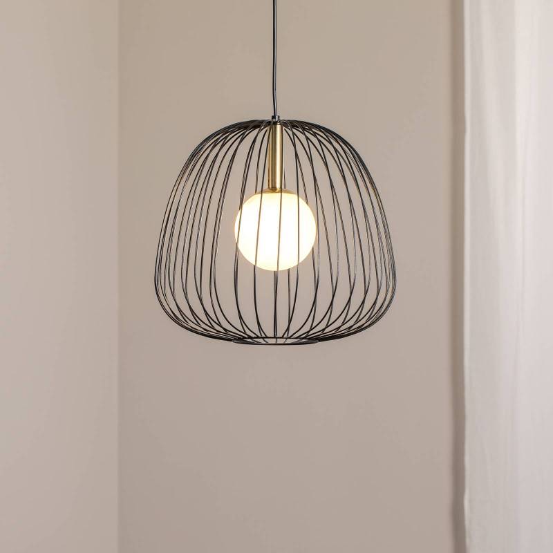 Hängeleuchte Bell M, Ø 33 cm, 1-flammig, schwarz/gold/weiß von Sigma