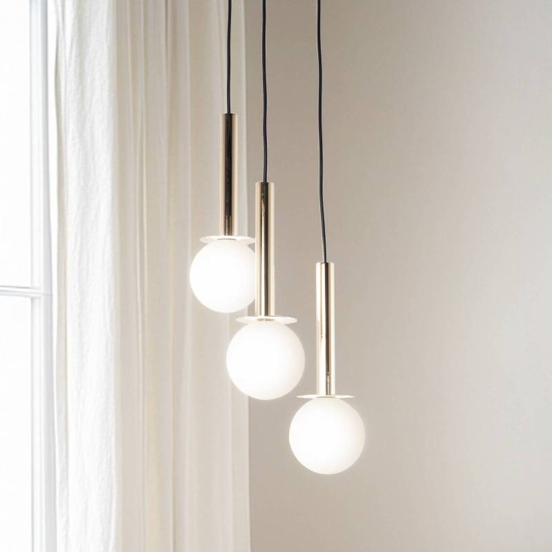 Hängeleuchte Daisy, 3-flammig, gold/weiß/schwarz, Glas von Sigma