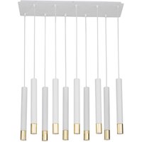 Hängeleuchte Weiß Gold Modern Metall groß 10 Pendel von Sigma