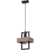 Schwarze Hängelampe Metall Holz wohnlich E27 bis 0,8m von Sigma