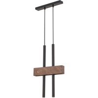 Lange Hängelampe Metall Holz Schwarz 2-flammig 31 cm von Sigma