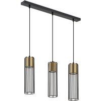 Lange Hängelampe Schwarz Gold 60 cm Zylinder 3-flammig Lange Hängelampe Schwarz Gold 60 cm Zylinder 3-flammig von Sigma