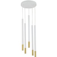 Weiße Hängelampe Gold Akzent Messing G9 5-flmg stylisch von Sigma