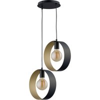 Moderne Hängeleuchte 2-flammig Schwarz Gold E27 L:38 cm von Sigma