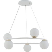 Pendelleuchte 5-flammig Metall Glas Weiß Kugeln B:68 cm Pendelleuchte 5-flammig Metall Glas Weiß Kugeln B:68 cm von Sigma