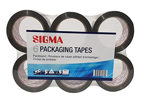 SIGMA Packband, Polypropylen, 50 mm x 66 m, braun, 6 Stück von Sigma