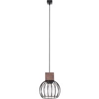 Runde Hängelampe Holz Metall Schwarz E27 Ø16 cm von Sigma