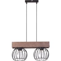 Metall Pendelleuchte Schwarz Holz Gitter E27 gemütlich von Sigma