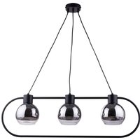 Hängelampe Silber Schwarz Metall Glas E27 83 cm lang Hängelampe Silber Schwarz Metall Glas E27 83 cm lang von Sigma