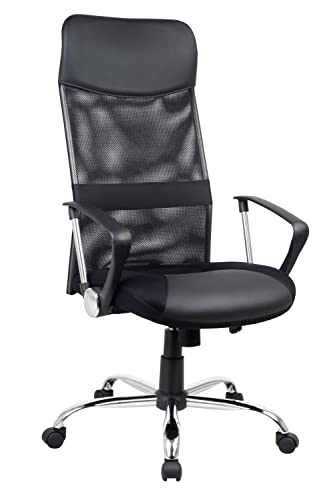 Sigma Chefsessel EC13, Chrom/PVC/Mesh, 119 x 62 x 69.5 cm, Bürostuhl, mit Multifunktionsmechanismus, schwarz von Sigma