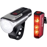 Sigma - Fahrradbeleuchtung Set aura 80 fl / Blaze Set led akkubetrieben Schwarz von Sigma