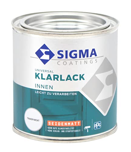 Sigma Universal 2in1 Klarlack für Innen seidenmatt Schlag- und Stoßfester Holzlack (0,375 Liter) von Sigma