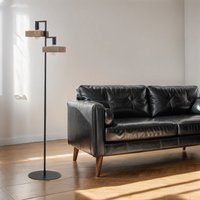 Moderne Stehlampe Schwarz Metall Holz Lesen 160 cm groß von Sigma