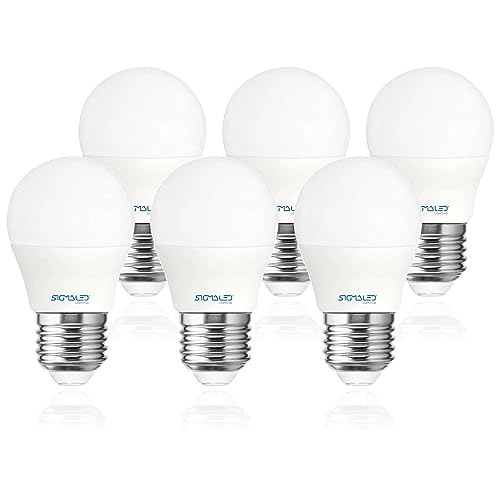 Sigmaled lighting, LED-Glühbirne E27-Sockel 6W (entspricht 50W), 550 Lumen, Warmweißes Licht (2800K), kleine Kugel LED-Leuchtmittel G45, 6er-Pack von Sigmaled lighting