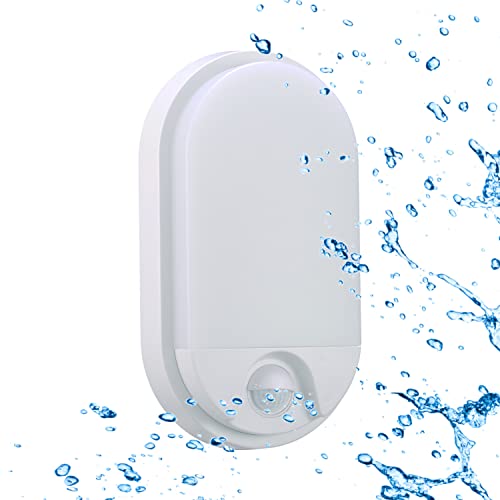 Sigmaled lighting, 10W LED- Deckenleuchte mit Bewegungsmelder IP54 WASSERDICHT, 900 Lumen, Deckenlampe Warmweißes 3000K, Wandleuchte für außen und innen, Ovale Wandlampe von Sigmaled lighting