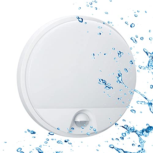 Sigmaled lighting, 10W LED- Deckenleuchte mit Bewegungsmelder IP54 WASSERDICHT, 900 Lumen, Deckenlampe Warmweißes 3000K, Wandleuchte für außen und innen, Runde Wandlampe von Sigmaled lighting