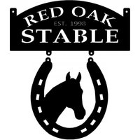 2Teiliges Metallschild Mit Hufeisen Und Dem Namen Ihrer Farm 2Teiliges Metallschild Mit Hufeisen Und Dem Namen Ihrer Farm von SignPerformance