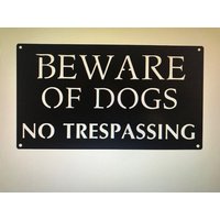 Achtung Dogs No Trespassing Metallschild, Anpassbares Warnschild Aus Metall von SignPerformance