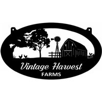 Farm Metallschild Mit Scheune, Windmühle Und Hühner von SignPerformance