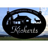 Metall Cabin Sign, Cabin, Hirsch Zeichen von SignPerformance