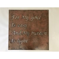 Metallplakette For My Yoke Is Easy & Burden Light von SignPerformance