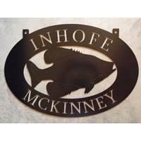 Metallschild Fisch Mit Fisch in Schwarz von SignPerformance