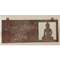 Metallschild Mit Buddha Und Your Name in Kupfer-Finish, Logoschild Ihrem Ligo von SignPerformance