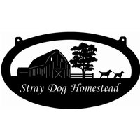 Personalisiertes Metallschild Mit Scheune, Huhn Und Hunden von SignPerformance