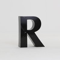 Schwarzer Buchstabe R | Reverse Channel Letter Altes Schild Signiert von SignSoup