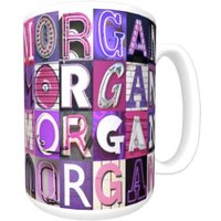 Personalisierte Kaffeetasse Mit Dem Namen Morgan in Rosa/Lila Zeichen Buchstaben Fotos; Keramik-Becher; Benutzerdefinierte Kaffeetasse; Geschenke von SignYourNames