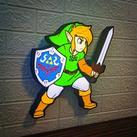 Legend Of Zelda Led Schild | Beleuchtetes Spielzimmer Dekor Link Mit Göttinen Schwert & Hylian Geschenke, Menschenhöhle Licht von Signageman