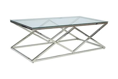 SIGNAL MEBLE Zegna Couchtisch, Silber, Glas, 120 x 60 x 40 cm, Kreuzbein, Couch, Tisch von Signal