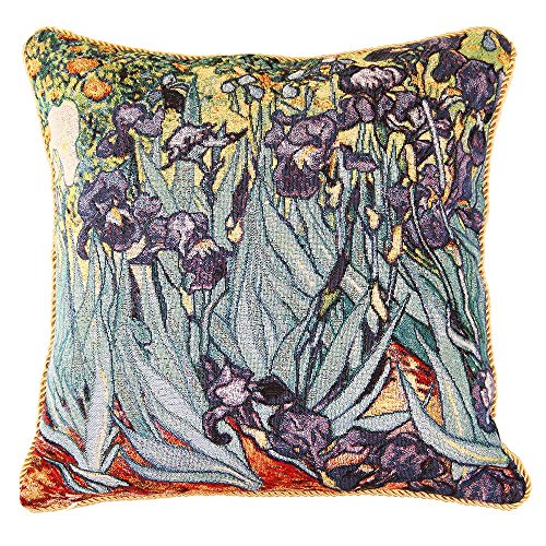 Signare Tapisserie Kissenbezug 45x45, Kissen 45x45 Kutdoor Kissen, Sofakissen, Deko Kissen, Zierkissen inspiriert von Van Gogh (Iris) (CCOV-Art-Vangogh-2) von Signare