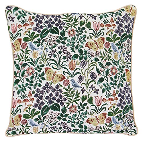 Signare Tapisserie Kissenbezug 45x45, Kissen 45x45 Kutdoor Kissen, Sofakissen, Deko Kissen, Zierkissen mit Garten Designs (Frühlingsblume) von Signare