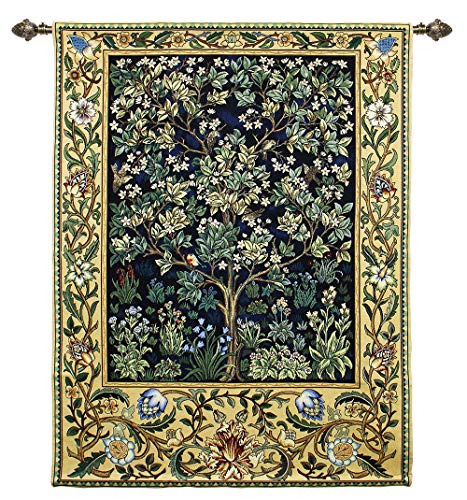 Signare Tapisserie Wand hängen - William Morris Baum des Lebens Blau - 103cm x 138cm von Signare