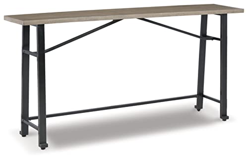 Signature Design by Ashley Lesterton Rustikaler schmaler langer Thekentisch für Wohnzimmer und Flur, Hellbraun & Schwarz von Signature Design by Ashley