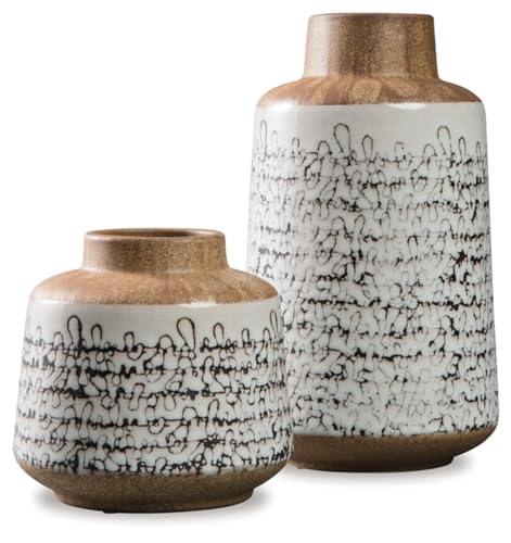 Signature Design by Ashley Megan Keramik und Holz, 2-teiliges Deko-Vasen-Set, Hellbraun und Schwarz von Signature Design by Ashley